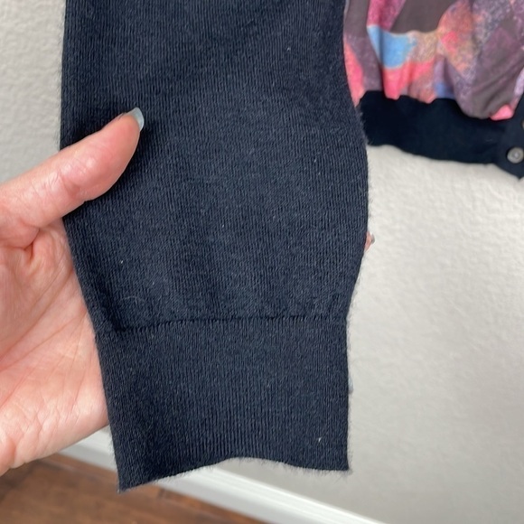 Neiman Marcus The Cashmere Collection Silk Cashmere Abstract Cardigan Black M - Picture 4 of 12